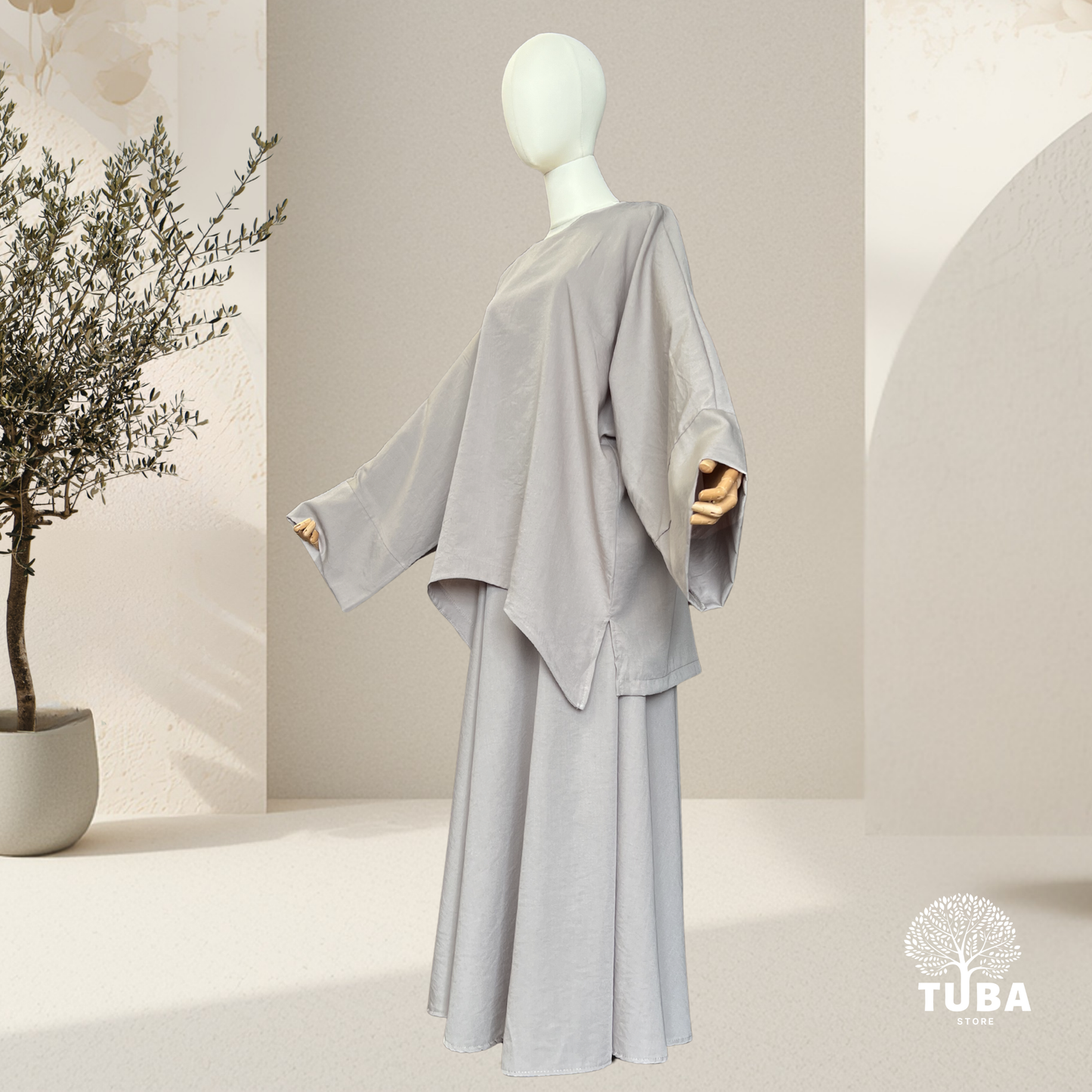 Safiya Baumwoll-Viskose Tokyo Set mit weitem Rock - 95% Naturstoff
