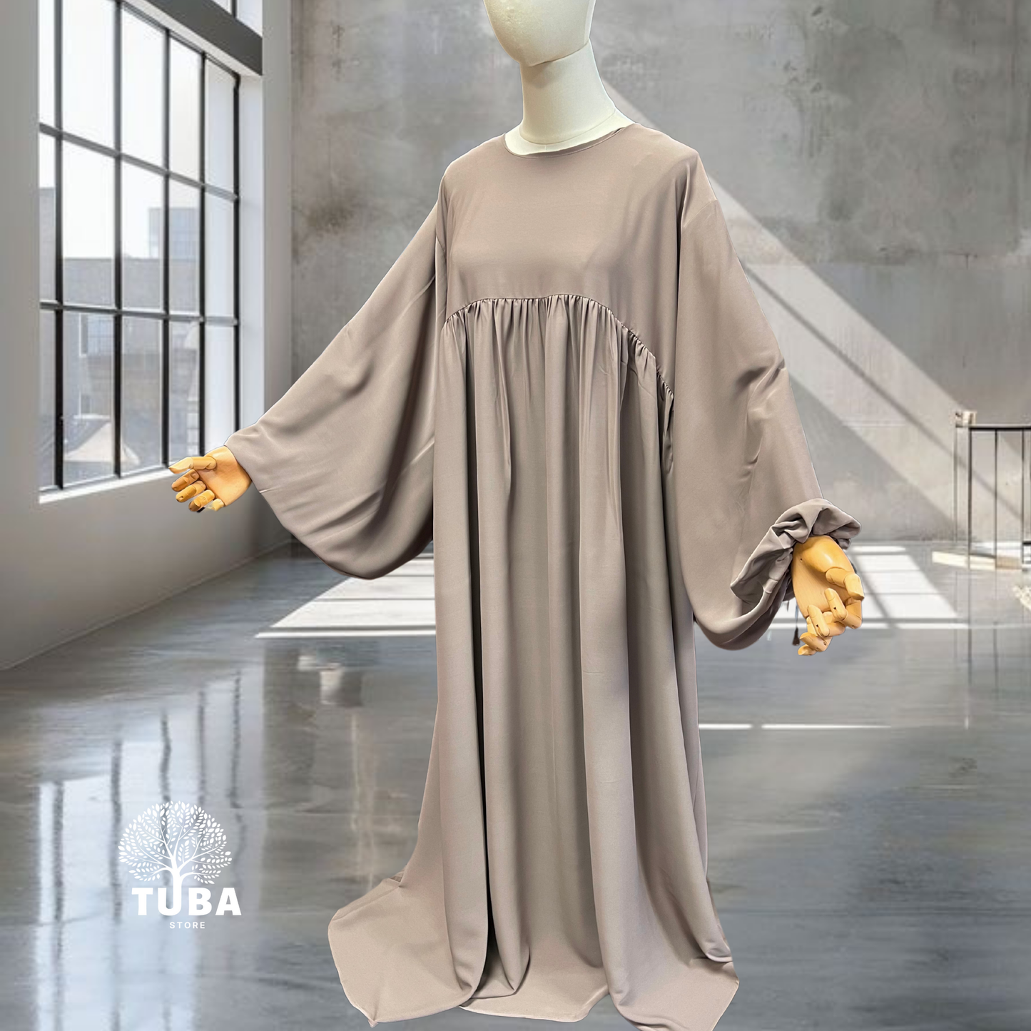 Abaya hochwertig mit Puffärmel/Ballonärmel - Medina