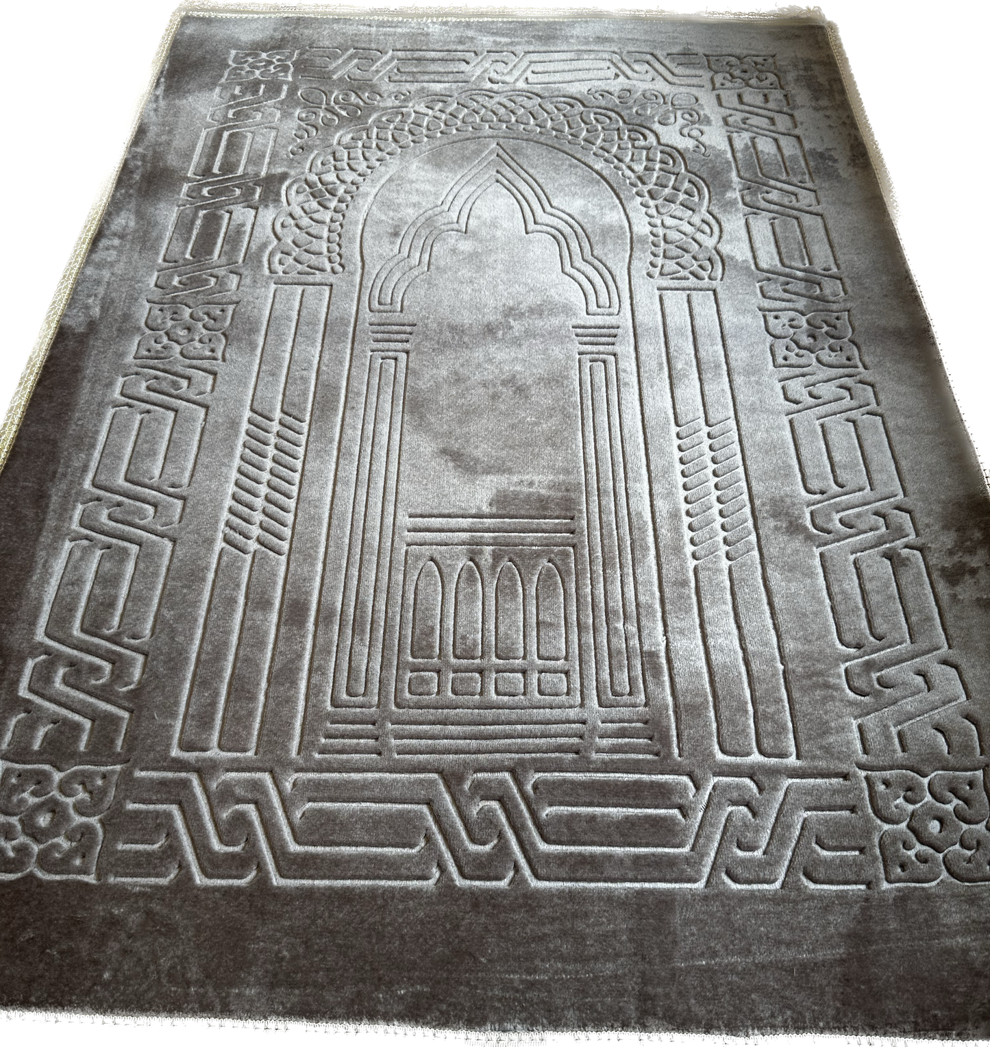 Gebetsteppiche - Taupe mit goldenem Rand