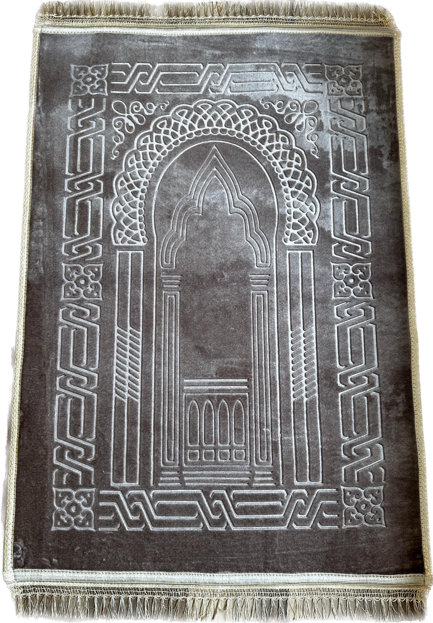 Gebetsteppiche - Taupe mit goldenem Rand