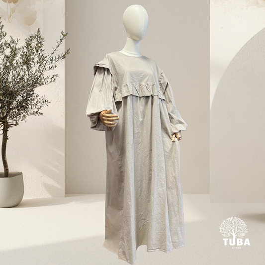 Rawda Abaya mit Rüschen - 100% Baumwolle