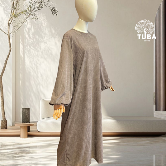 Abaya Cord mit Ballonärmeln - Herbst/Winter