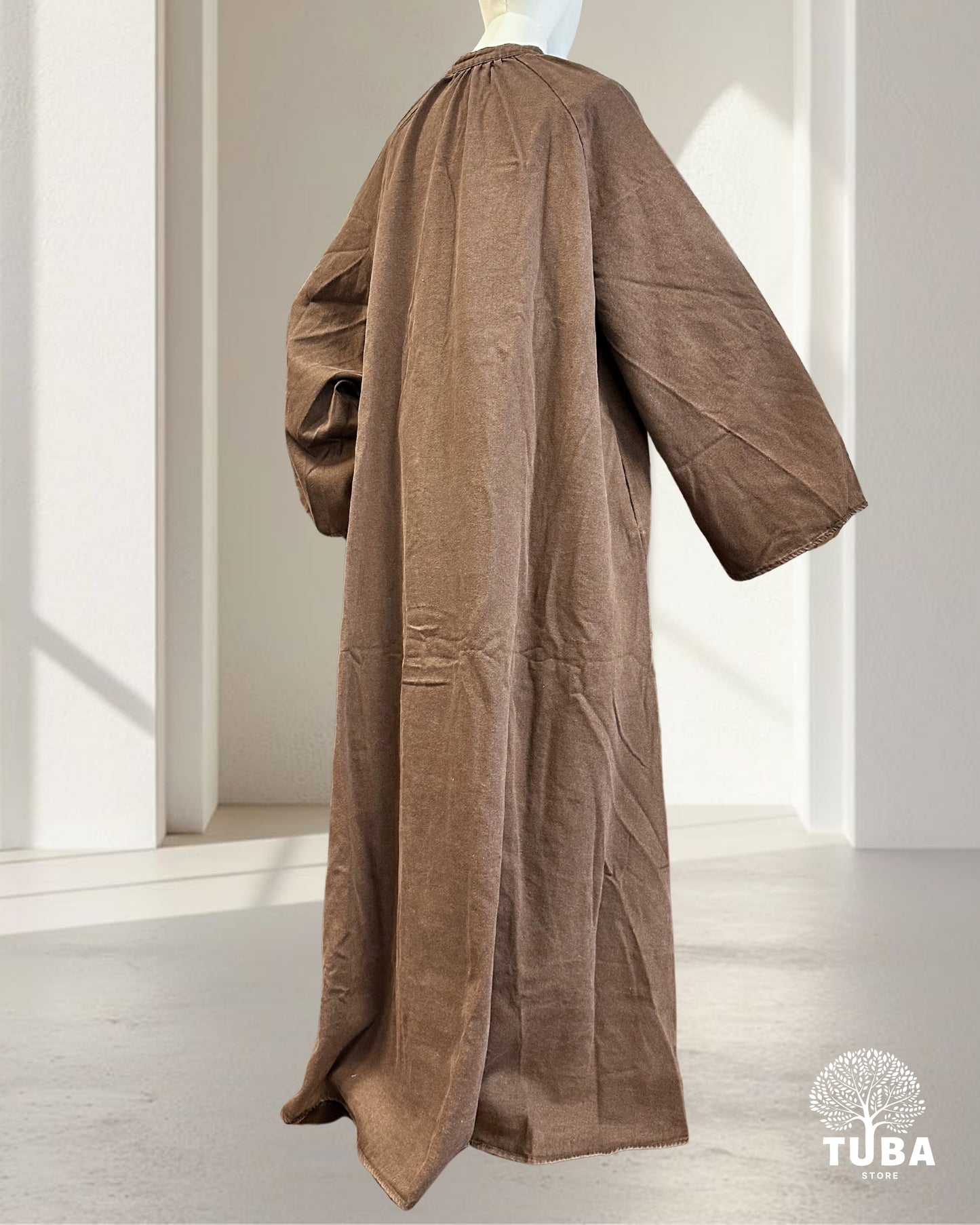 INAYA Denim Abaya mit Knopfleiste - 100% Baumwolle