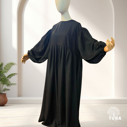 Abaya hochwertig mit Puffärmel/Ballonärmel - aus Leinen 🌱