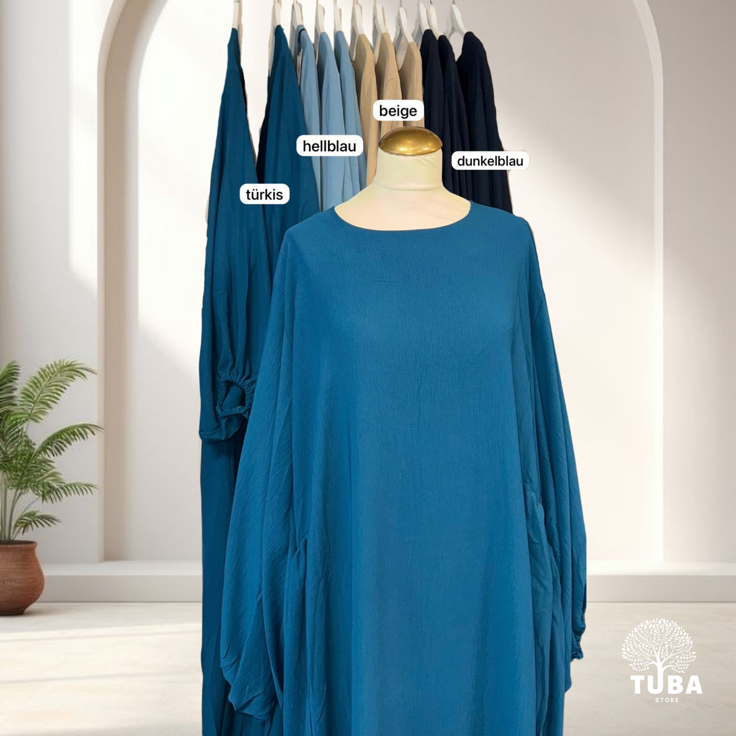Abaya hochwertig mit Puffärmel/Ballonärmel & Seitennähten - Jazz