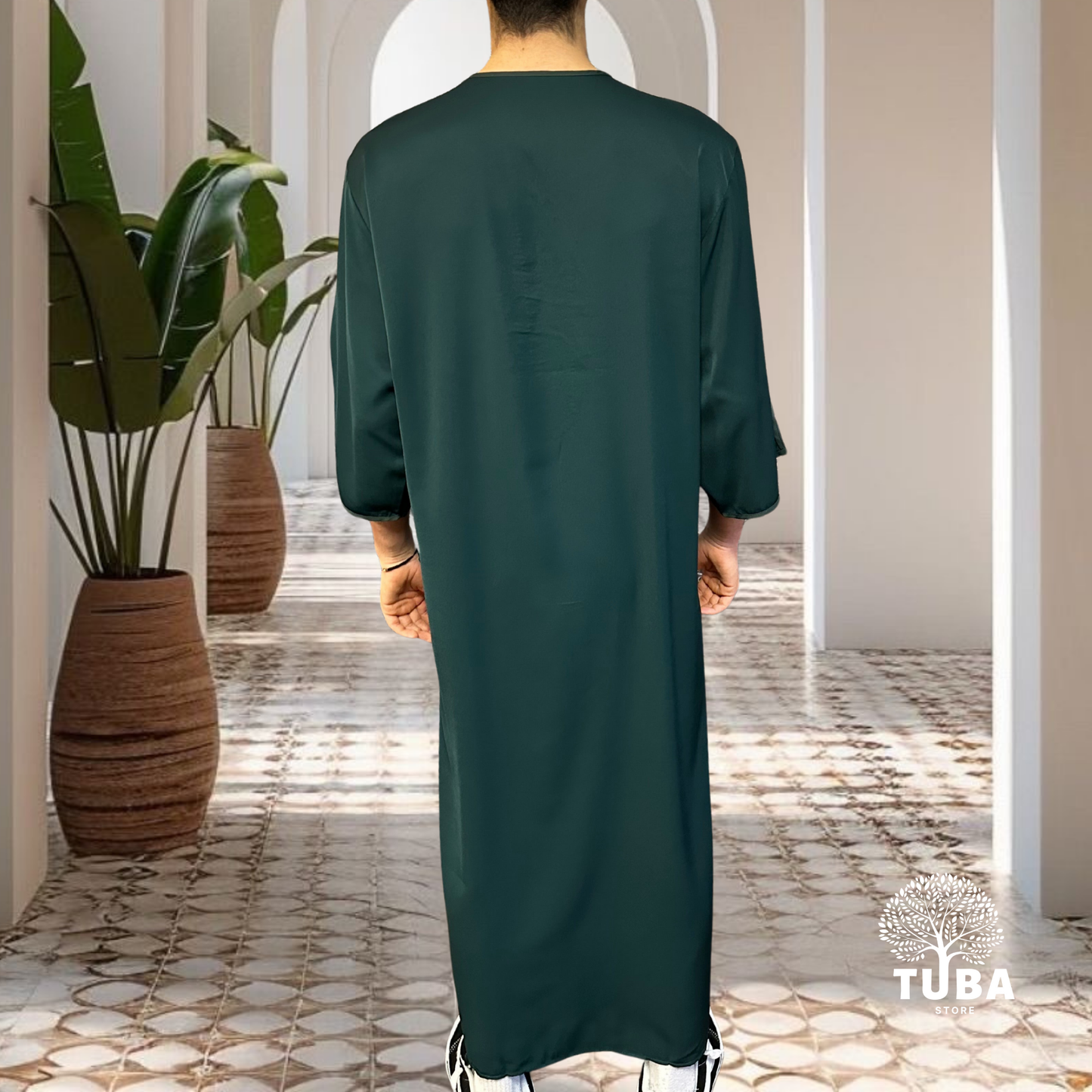 Jalabiya/Djellaba/Thobe feiner Stoff - Smaragdgrün