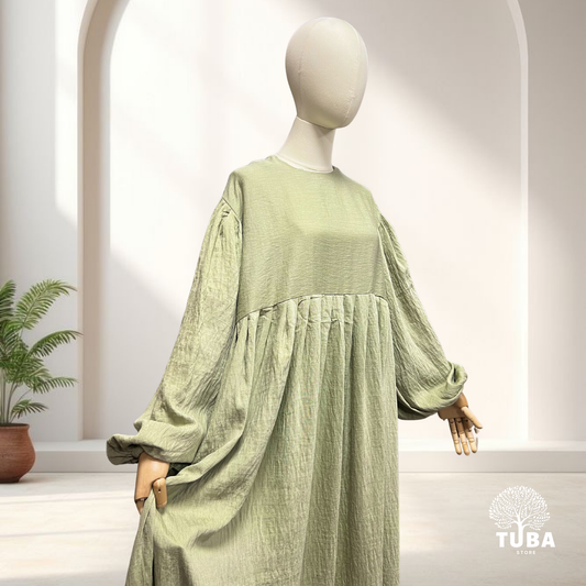 Lina Puff Sleeve Abaya - Leinen/Viskose