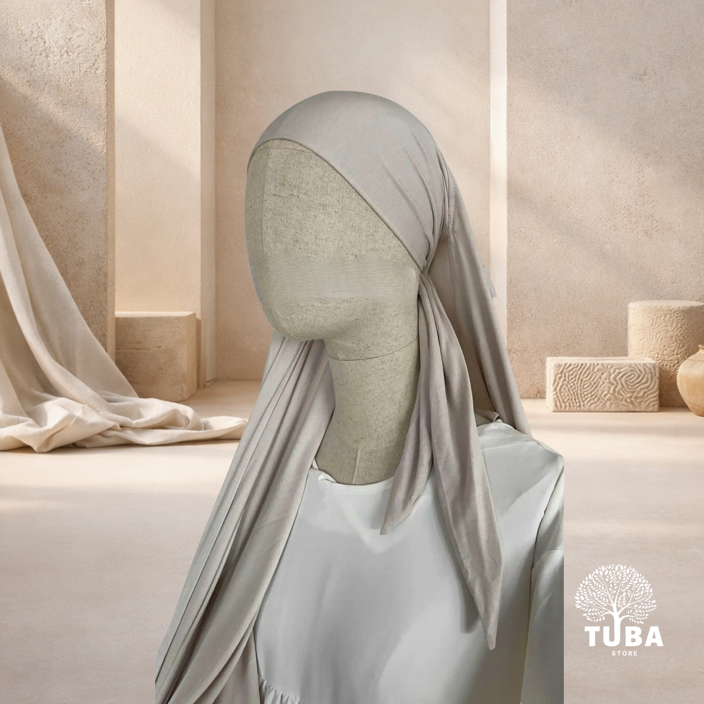 Jersey Viskose-Hijab mit Bindebändern