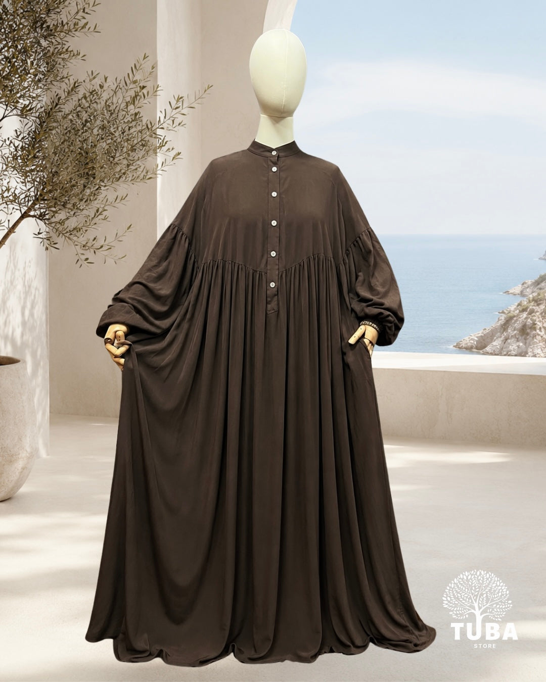 Asiyah Oversize Lyocell Still-Abaya mit Knöpfen - 100% Lyocell