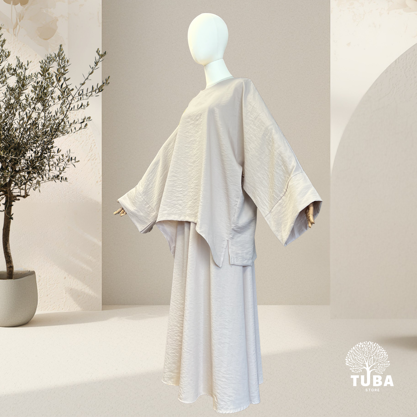 Safiya Baumwoll-Viskose Tokyo Set mit weitem Rock - 95% Naturstoff