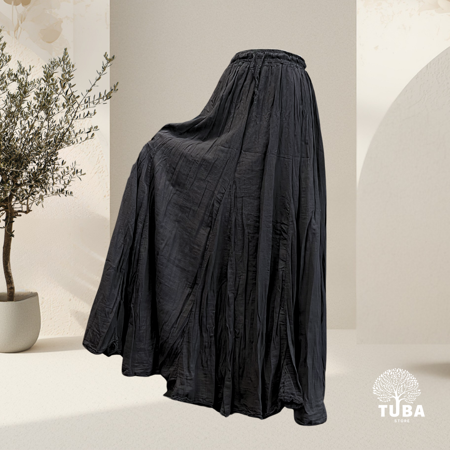 Boho Crinkle Maxirock - 100% Baumwolle