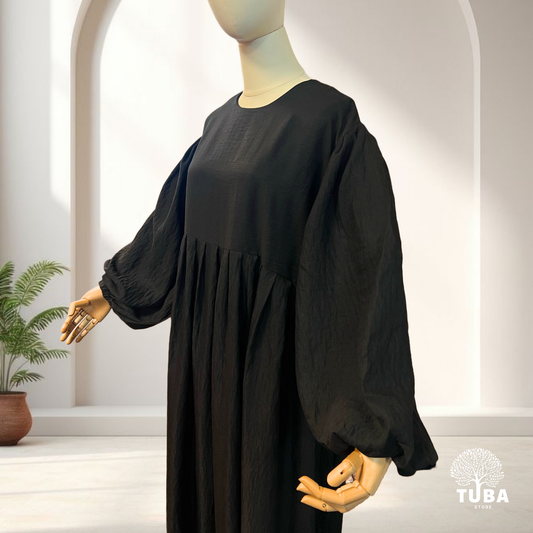Abaya hochwertig mit Puffärmel/Ballonärmel - aus Leinen 🌱