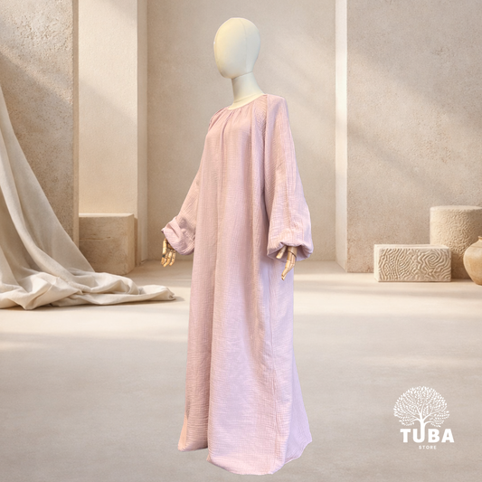 Layan Musselin Abaya - mit Puffärmel