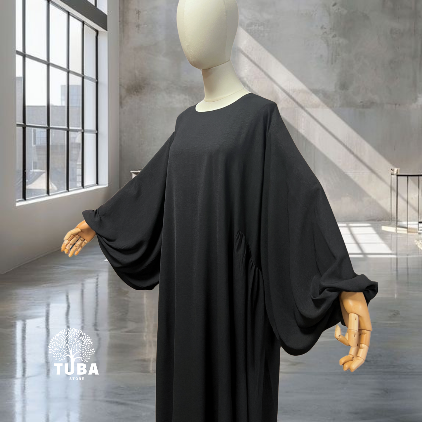 Abaya hochwertig LongSize 1,60m mit Puffärmel - Jazz