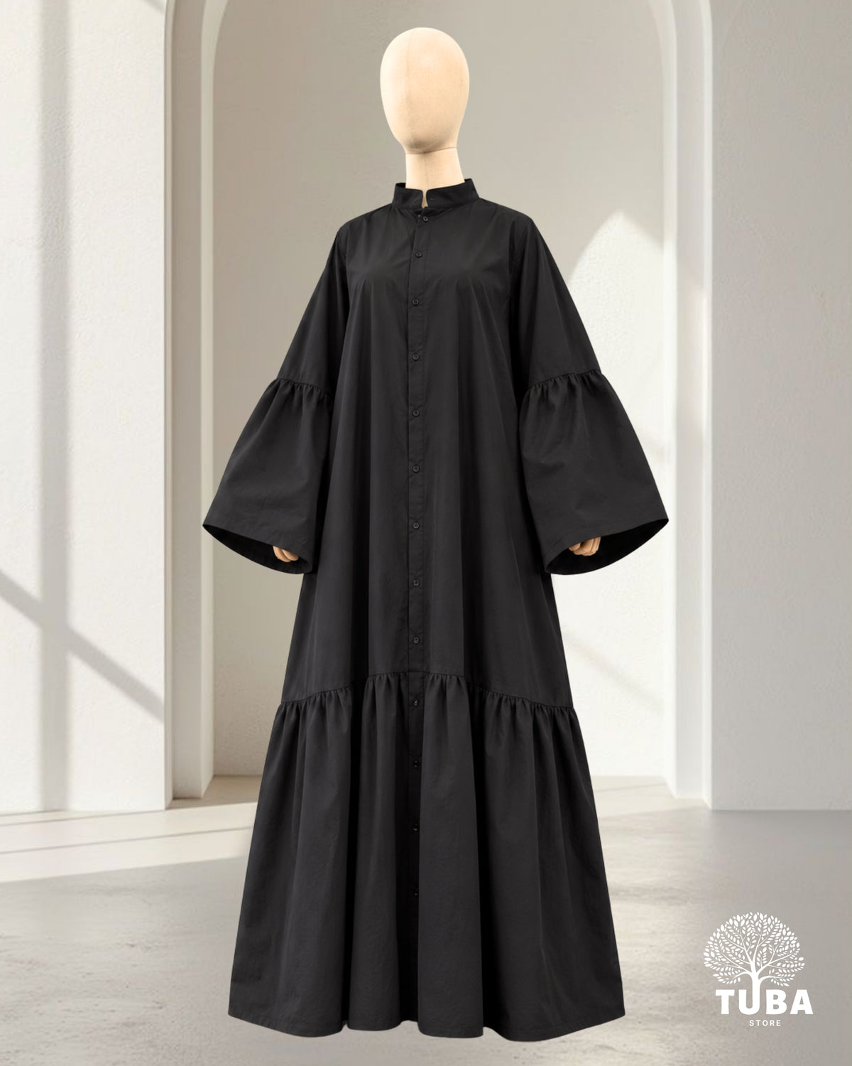 NOURA Cotton Abaya mit Knopfleiste - 100% Baumwolle