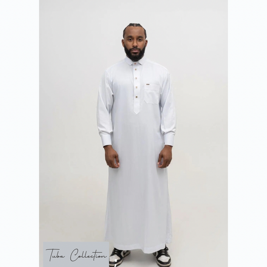 Jalabiya Kragen mit Hose - Weiß