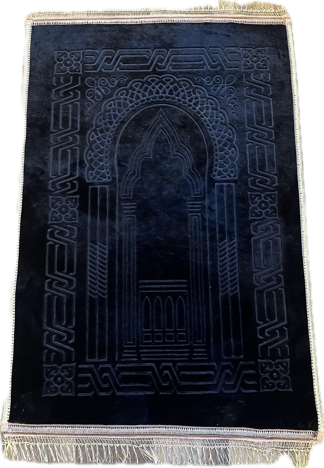 Gebetsteppich - Schwarz mit goldenem Rand