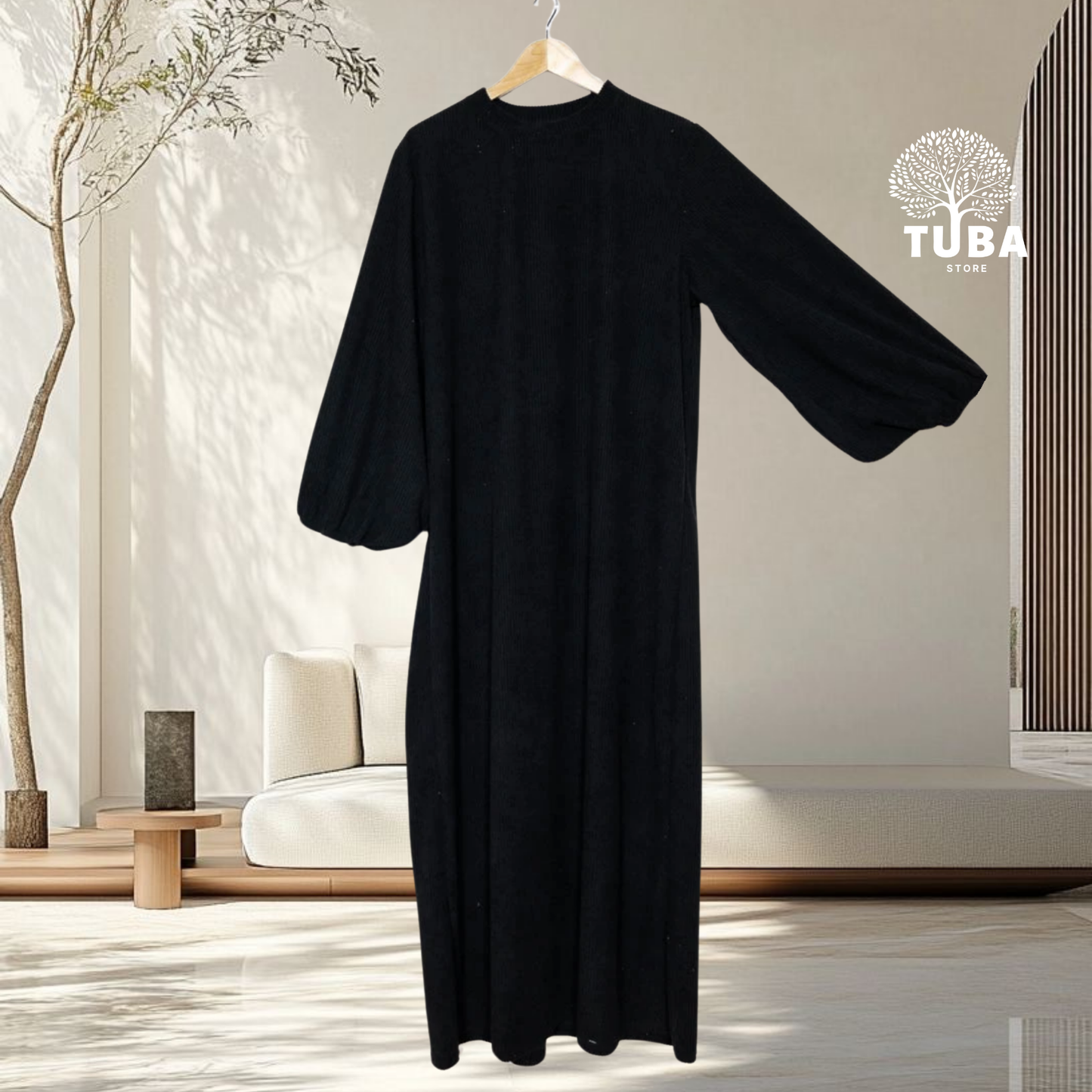 Abaya Cord mit Ballonärmeln - Herbst/Winter