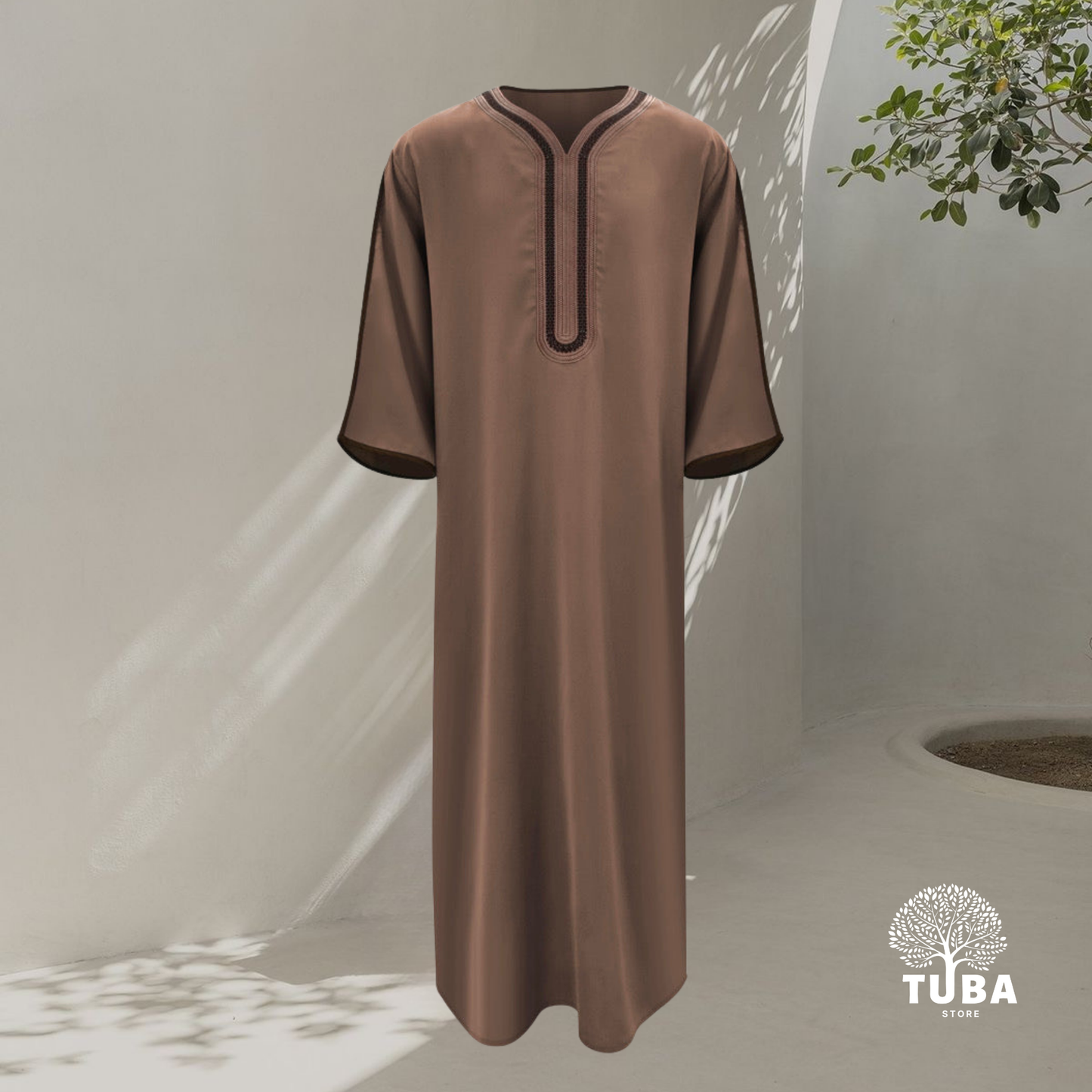 Jalabiya/Djellaba/Thobe feiner Stoff - Braun