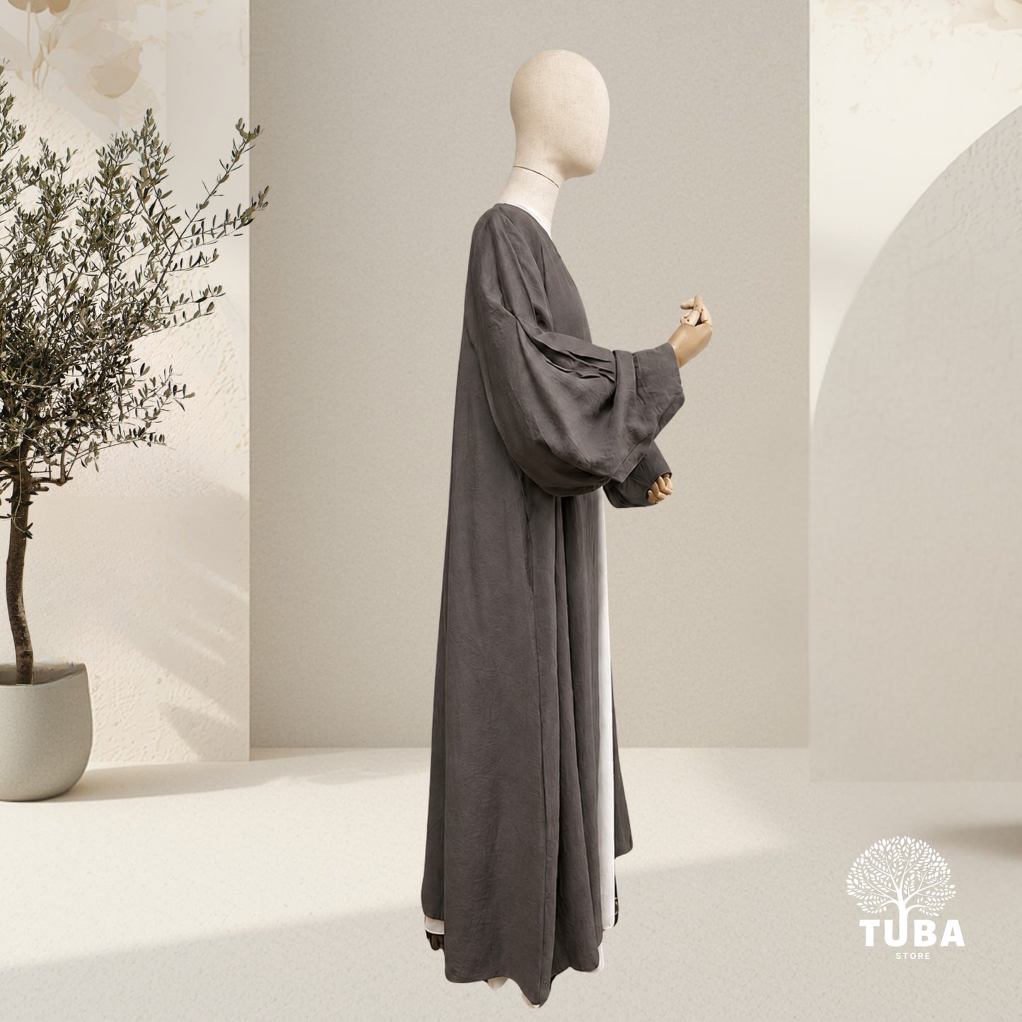 Lina Puff Sleeve Kimono Abaya - Leinen/Viskose
