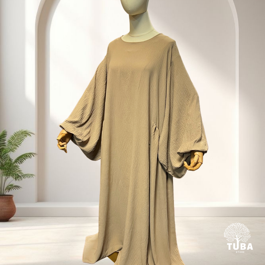 Abaya hochwertig mit Puffärmel/Ballonärmel & Seitennähten - Jazz