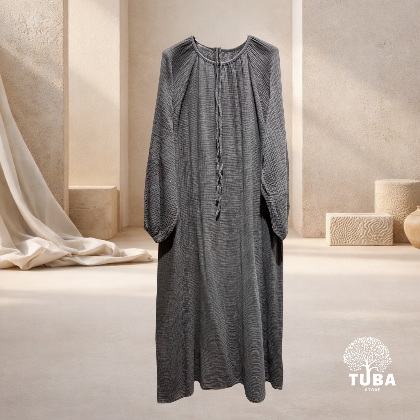 Layan Musselin Abaya - mit Puffärmel