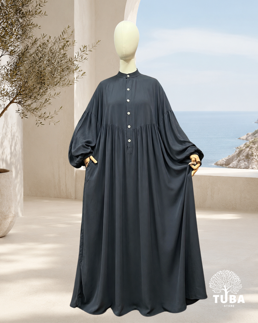 Asiyah Oversize Lyocell Still-Abaya mit Knöpfen - 100% Lyocell
