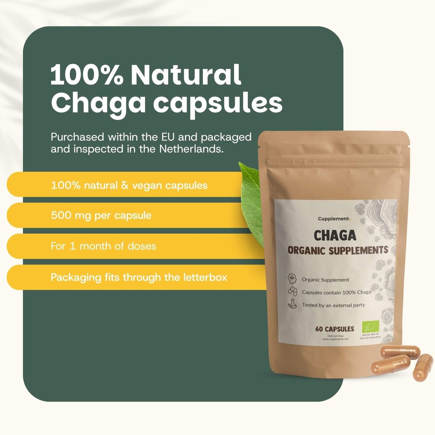 Chaga Kapseln 500 mg Bio - 60 Kapseln