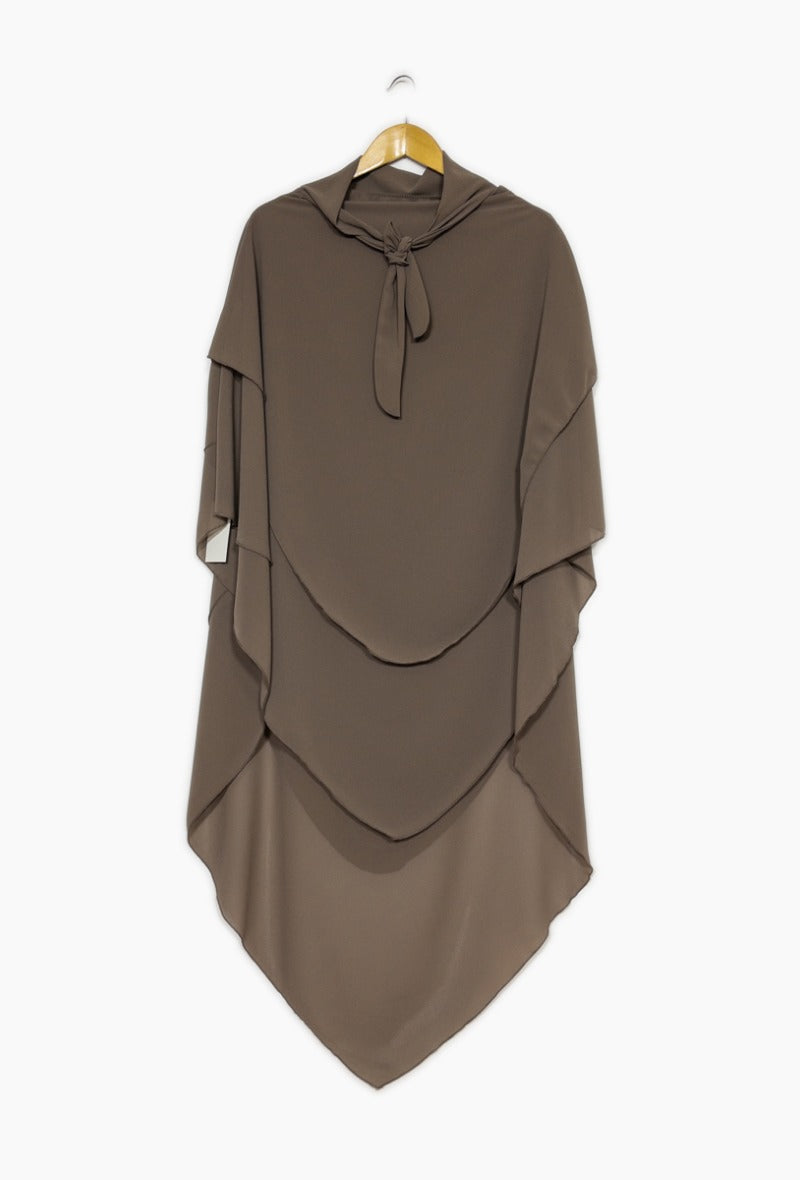 Dreilagiger Midi Chiffon-Khimar