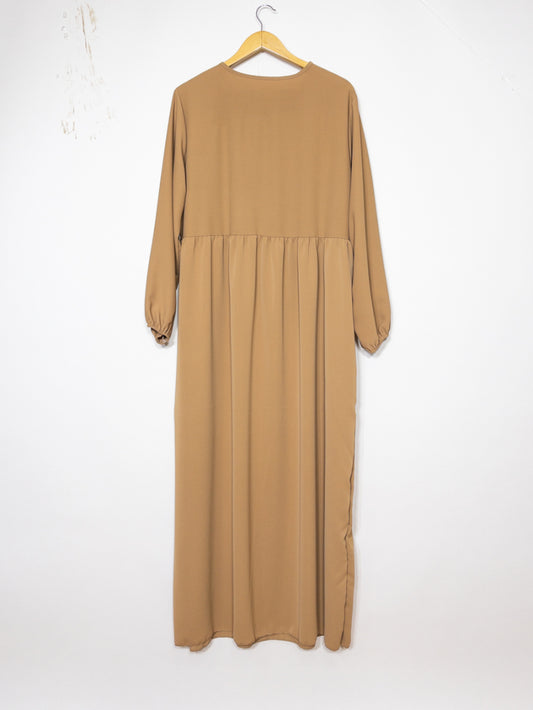 Langes, weites Abaya-Kleid mit Puffärmeln aus Medina-Seide